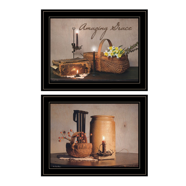 Homeroots Set Of Two Amazing Grace 6 Black Framed Print Kitchen Wall Art  Paper 407097
