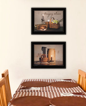 Homeroots Set Of Two Amazing Grace 6 Black Framed Print Kitchen Wall Art  Paper 407097