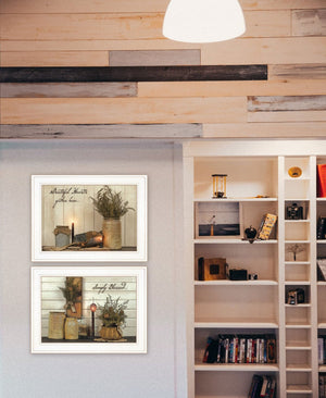 HomeRoots Set of Two Blessed Gathering Framed Kitchen Wall Art Prints - Stylish & Cozy Home Decor Decorate 407101