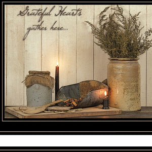 HomeRoots Set of Two Blessed Gathering Black Framed Prints - Modern Kitchen Wall Art for Stylish Decor 407102