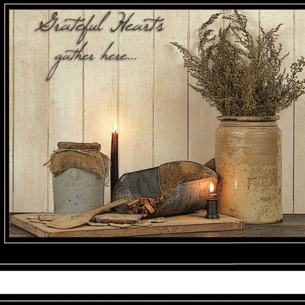 HomeRoots Set of Two Blessed Gathering Black Framed Prints - Modern Kitchen Wall Art for Stylish Decor 407102