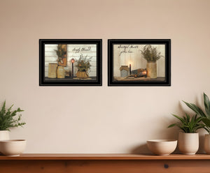 HomeRoots Set of Two Blessed Gathering Black Framed Prints - Modern Kitchen Wall Art for Stylish Decor 407102