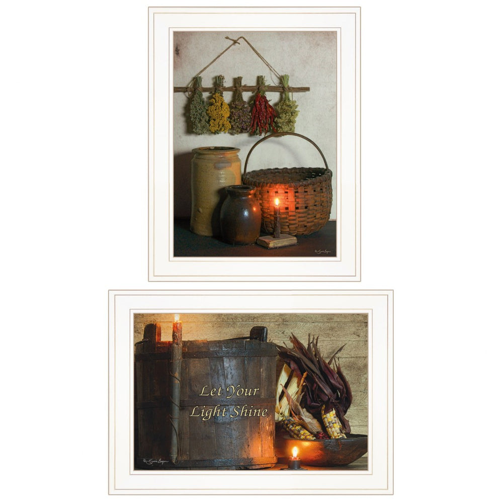HomeRoots Set of Two Uplifting "Let Your Light Shine" Framed Prints - Modern Wall Art for Any Room Decor 407103