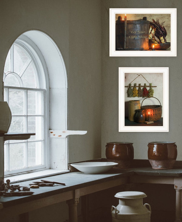 HomeRoots Set of Two Uplifting "Let Your Light Shine" Framed Prints - Modern Wall Art for Any Room Decor 407103