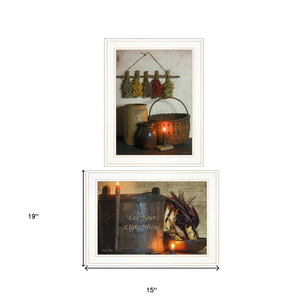 HomeRoots Set of Two Uplifting "Let Your Light Shine" Framed Prints - Modern Wall Art for Any Room Decor 407103