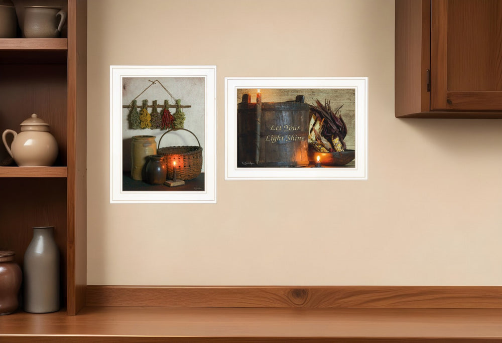 HomeRoots Set of Two Uplifting "Let Your Light Shine" Framed Prints - Modern Wall Art for Any Room Decor 407103