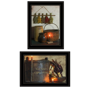 HomeRoots Set of Two Let Your Light Shine Black Framed Wall Art Prints - Modern Inspirational Décor Pair 407104