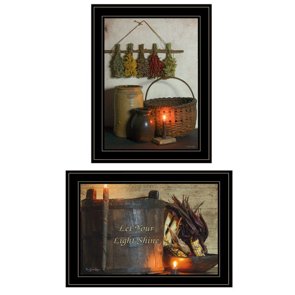 HomeRoots Set of Two Let Your Light Shine Black Framed Wall Art Prints - Modern Inspirational Décor Pair 407104