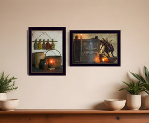HomeRoots Set Of Two Modern Black Framed Prints - "Let Your Light Shine" Typography Wall Art Décor! 407105