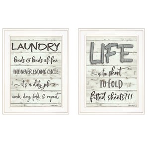 Homeroots Set Of Two Loads Of Fun 1 White Framed Print Bathroom Wall Art  Paper 407106