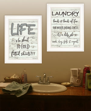 Homeroots Set Of Two Loads Of Fun 1 White Framed Print Bathroom Wall Art  Paper 407106