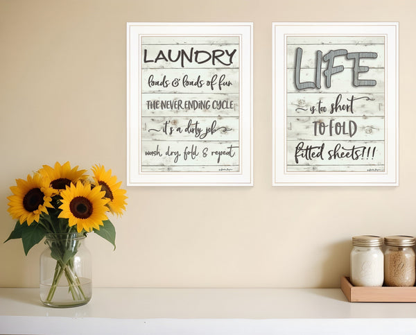 Homeroots Set Of Two Loads Of Fun 1 White Framed Print Bathroom Wall Art  Paper 407106