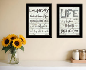 Homeroots Set Of Two Loads Of Fun 2 Black Framed Print Bathroom Wall Art  Paper 407107