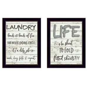 Homeroots Set Of Two Loads Of Fun 3 Black Framed Print Bathroom Wall Art  Paper 407108