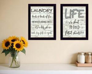 Homeroots Set Of Two Loads Of Fun 3 Black Framed Print Bathroom Wall Art  Paper 407108