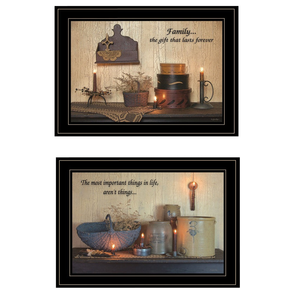 HomeRoots Set of Two Family Forever Black Framed Prints – Elegant Wall Art for Home Décor & Personal Touch 407110