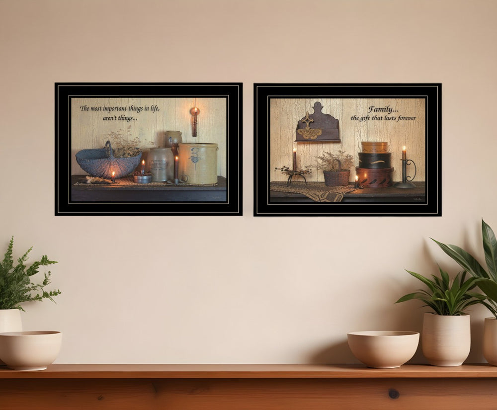 HomeRoots Set of Two Family Forever Black Framed Prints – Elegant Wall Art for Home Décor & Personal Touch 407110