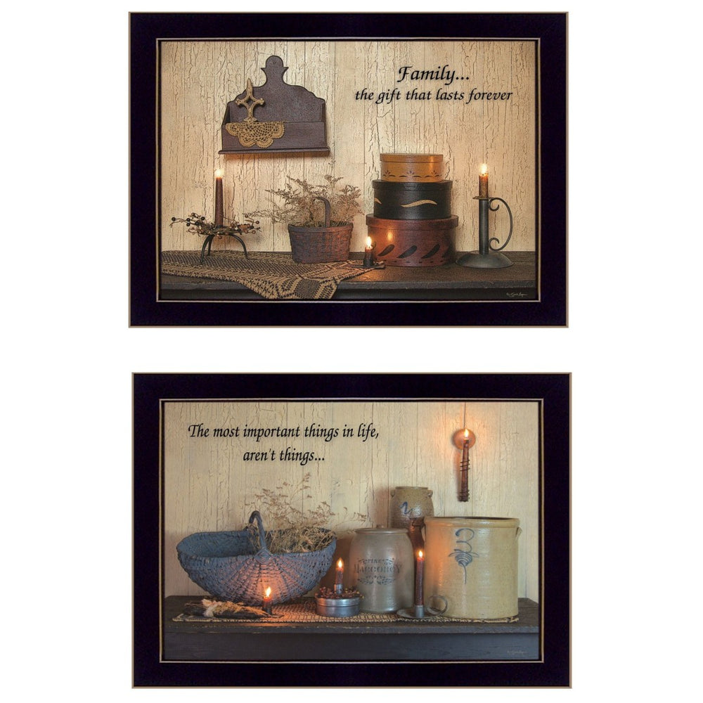 HomeRoots Set of Two Family Forever Black Framed Prints - Stylish Wall Art for Modern Decor & Easy Hanging 407111