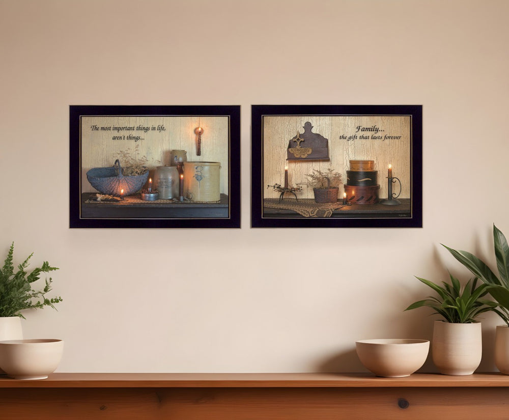 HomeRoots Set of Two Family Forever Black Framed Prints - Stylish Wall Art for Modern Decor & Easy Hanging 407111