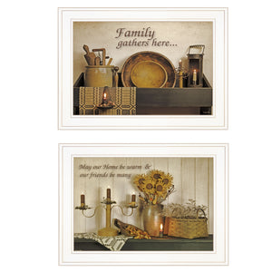 Homeroots Set Of Two May Our Hearts Be Warm 1 White Framed Print Kitchen Wall Art  Paper 407112