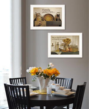 Homeroots Set Of Two May Our Hearts Be Warm 1 White Framed Print Kitchen Wall Art  Paper 407112