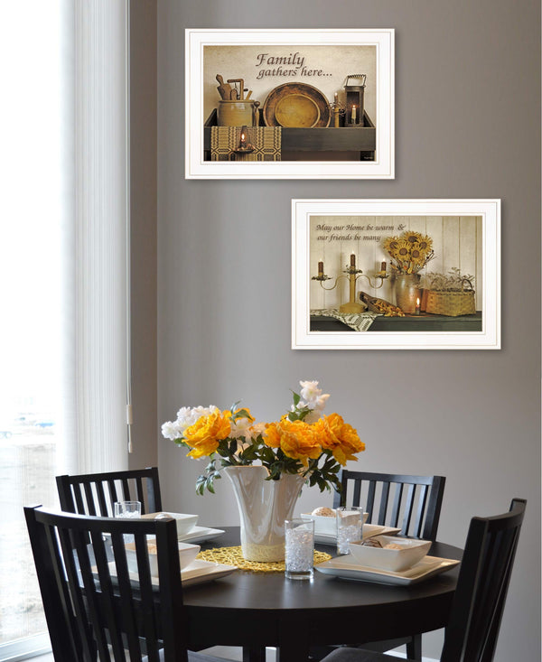 Homeroots Set Of Two May Our Hearts Be Warm 1 White Framed Print Kitchen Wall Art  Paper 407112