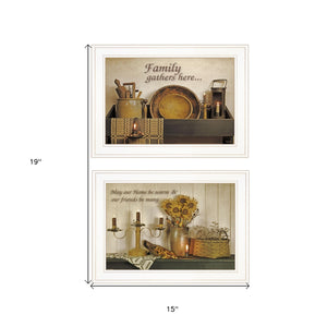 Homeroots Set Of Two May Our Hearts Be Warm 1 White Framed Print Kitchen Wall Art  Paper 407112