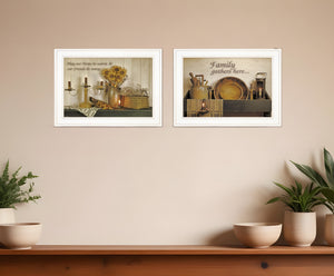 Homeroots Set Of Two May Our Hearts Be Warm 1 White Framed Print Kitchen Wall Art  Paper 407112