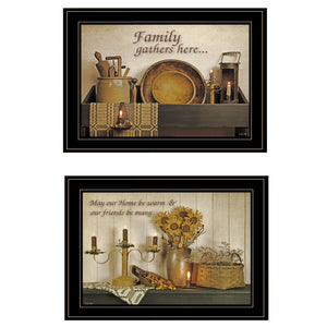 HomeRoots Set of Two Framed Kitchen Prints - Charming Black Frame Art for Modern & Farmhouse Style Decor 407113