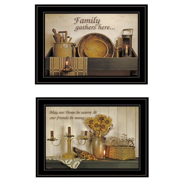 HomeRoots Set of Two Framed Kitchen Prints - Charming Black Frame Art for Modern & Farmhouse Style Decor 407113