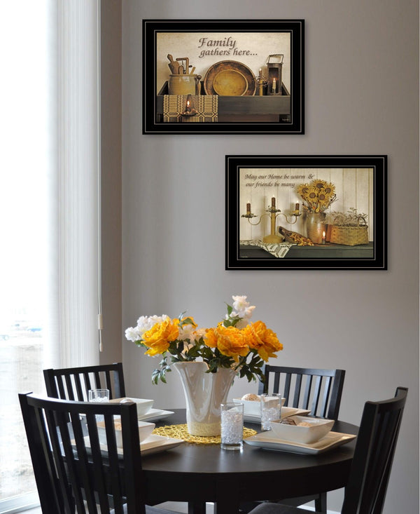 HomeRoots Set of Two Framed Kitchen Prints - Charming Black Frame Art for Modern & Farmhouse Style Decor 407113