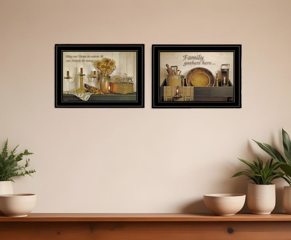 HomeRoots Set of Two Framed Kitchen Prints - Charming Black Frame Art for Modern & Farmhouse Style Decor 407113