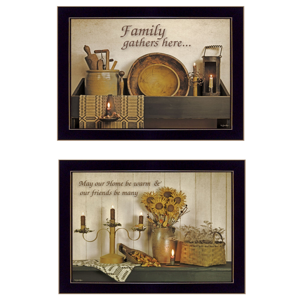 Homeroots Set Of Two May Our Hearts Be Warm 3 Black Framed Print Kitchen Wall Art  Paper 407114