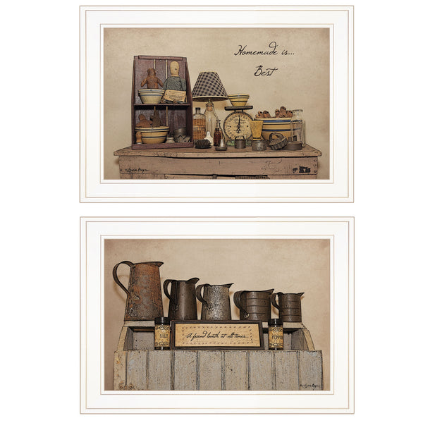 Homeroots Set Of Two Homemade Is Best 1 White Framed Print Kitchen Wall Art  Paper 407115