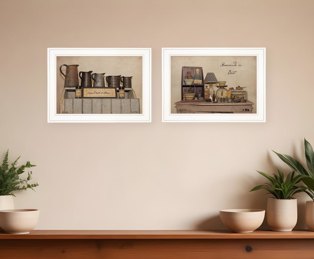 Homeroots Set Of Two Homemade Is Best 1 White Framed Print Kitchen Wall Art  Paper 407115
