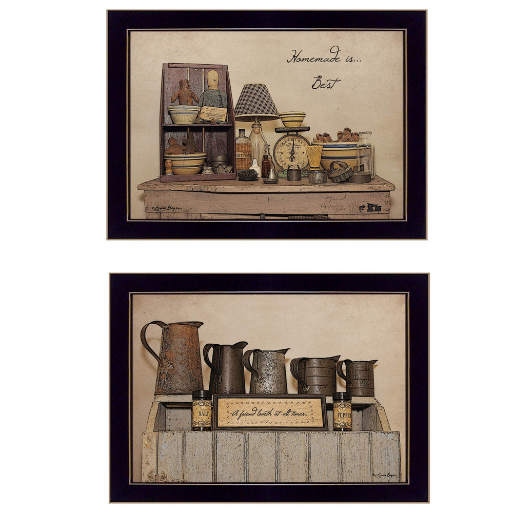 Homeroots Set Of Two Homemade Is Best 3 Black Framed Print Kitchen Wall Art  Paper 407117
