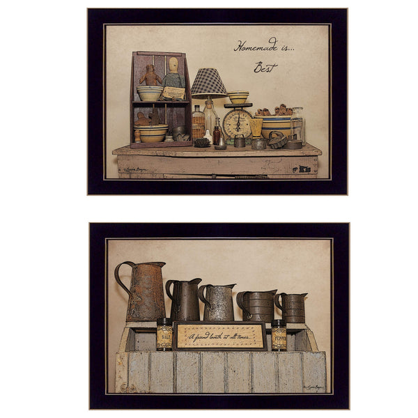 Homeroots Set Of Two Homemade Is Best 3 Black Framed Print Kitchen Wall Art  Paper 407117