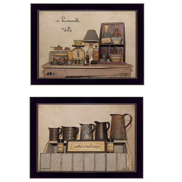 Homeroots Set Of Two Homemade Is Best 3 Black Framed Print Kitchen Wall Art  Paper 407117