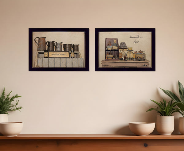 Homeroots Set Of Two Homemade Is Best 3 Black Framed Print Kitchen Wall Art  Paper 407117