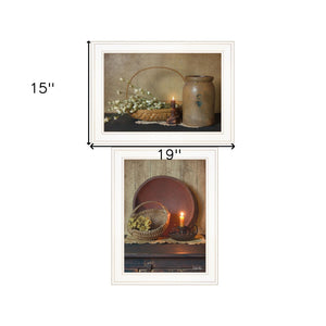 HomeRoots Set of Two Framed Candlelight & Floral Prints - Elegant Wall Art for Modern & Farmhouse Decor 407118