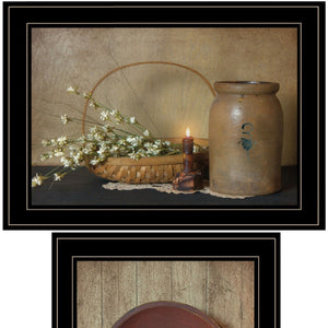 HomeRoots Set of Two Framed Candlelight & Floral Prints - Elegant Wall Art for Charming Home Décor 407119