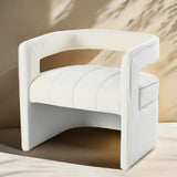 Christopher Knight Home® Luxury Modern Velvet Accent Chair with Ribbed Detail, Curved Fully Upholstered, Ivory White