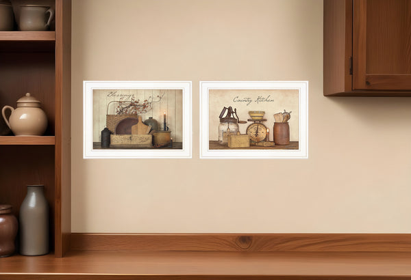 Homeroots Set Of Two Candlelight And Flowers 1 White Framed Print Wall Art  Paper 407121