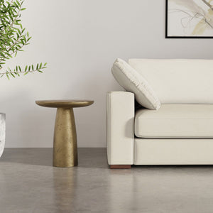 English Elm Dominique Hand-Finished Cast Aluminum Side Table in Antique Brass Finish, 22" Round, Versatile Accent Piece B136P239035