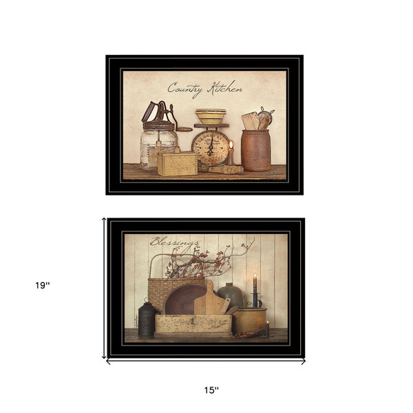 HomeRoots Set of Two Elegant Candlelight & Floral Black Framed Prints - Instant Home Ambiance & Style Upgrade 407122