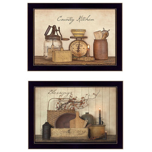 HomeRoots Set of Two Elegant Candlelight and Floral Black Framed Prints for Modern Home Decor Accents 407123