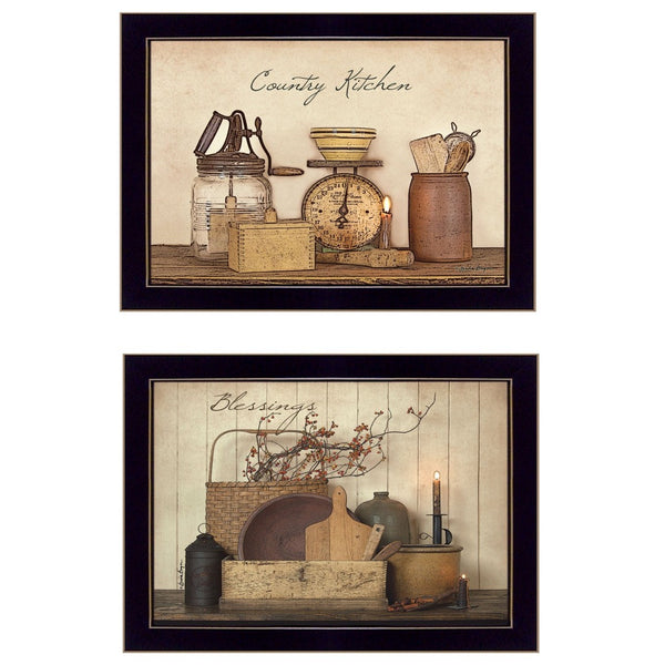 HomeRoots Set of Two Elegant Candlelight and Floral Black Framed Prints for Modern Home Decor Accents 407123