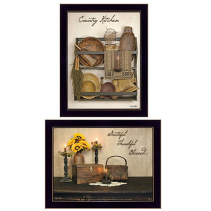 HomeRoots Grateful Kitchen Wall Art - Framed Print with Floral Design for a Modern Touch in Home Decor 407126