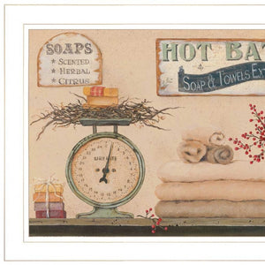 HomeRoots Set of Two Country Bath III White Framed Prints - Farmhouse Wall Art for Bathroom & Hallway Decor 407127