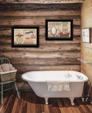HomeRoots Set of Two Country Bath III Black Framed Prints – Charming Bathroom Wall Art for Stylish Spaces 407130